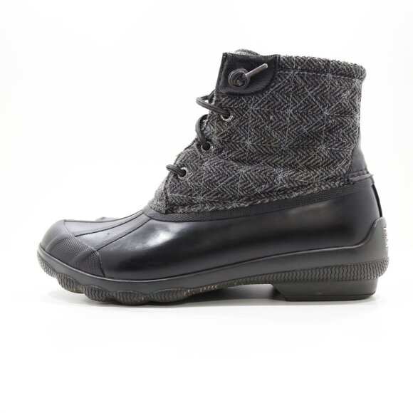 Sperry Saltwater Gray Wool & Black Rubber Waterproof Rain Duck Boots - Women's 7 - Picture 1 of 7